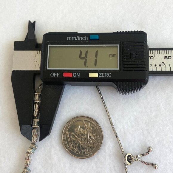 Sterling Silver 925 FAS Oval Blue Topaz XO Bolo Style Box Chain Tennis Bracelet - Picture 16 of 16